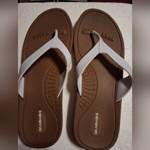 OKABASHI White Breeze Flip Flop Sandals Women's Size Large